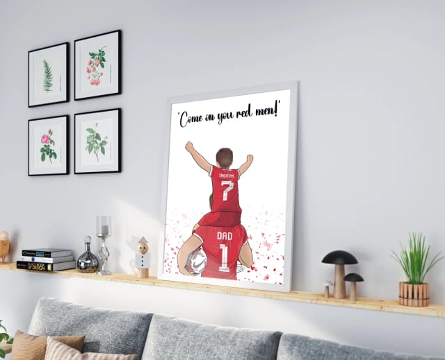 Sport/Football Gift for Dad - Dad and One Child on Shoulder