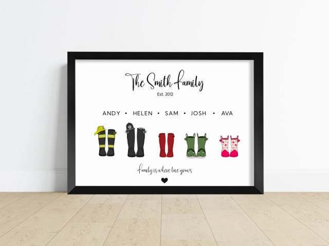 Personalised Welly Boot Family Print