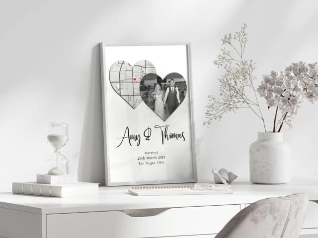 Engagement/Wedding Map Photo Print