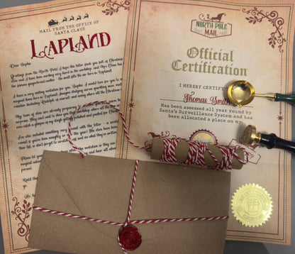 Luxury Personalised Invite to Lapland from Santa with Scratch Certificate