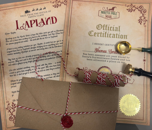Luxury Personalised Invite to Lapland from Santa with Scratch Certificate