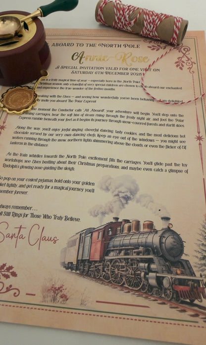 Magical Polar Express Invitation Letter – Custom Name in Gold Foil