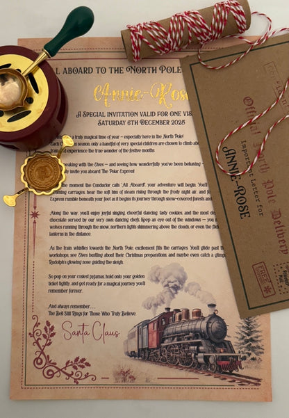 Magical Polar Express Invitation Letter – Custom Name in Gold Foil