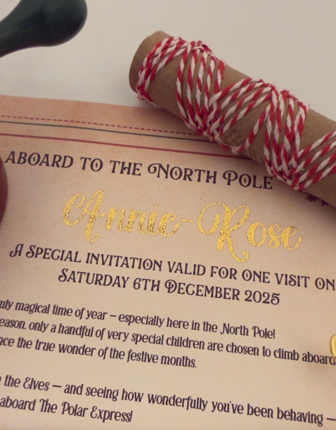 Magical Polar Express Invitation Letter – Custom Name in Gold Foil