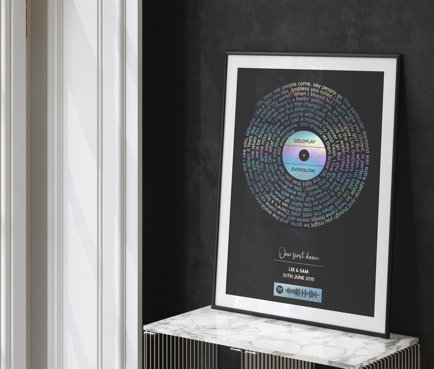 Custom Foiled Song Lyric Print with Spotify Code