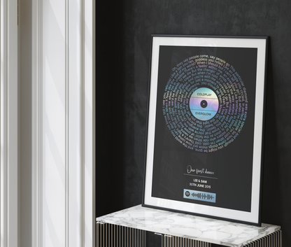 Custom Foiled Song Lyric Print with Spotify Code