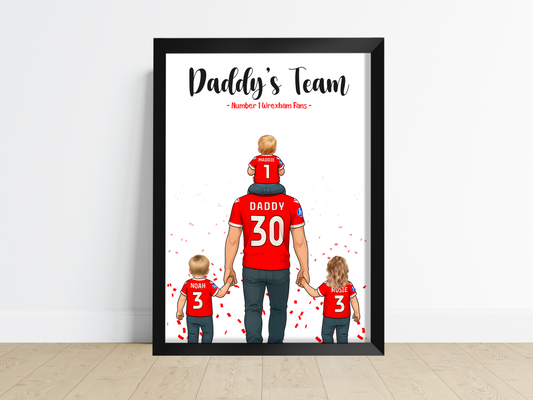 Sports/Football Gift for Dad - Dad & 3 Children