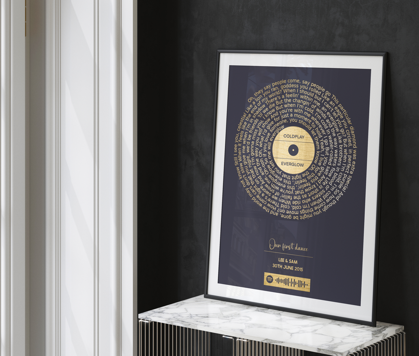 Custom Foiled Song Lyric Print with Spotify Code