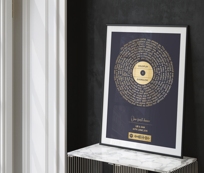Custom Foiled Song Lyric Print with Spotify Code