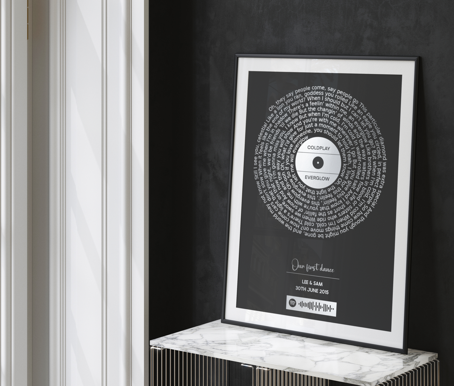 Custom Foiled Song Lyric Print with Spotify Code