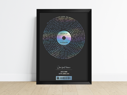 Custom Foiled Song Lyric Print with Spotify Code