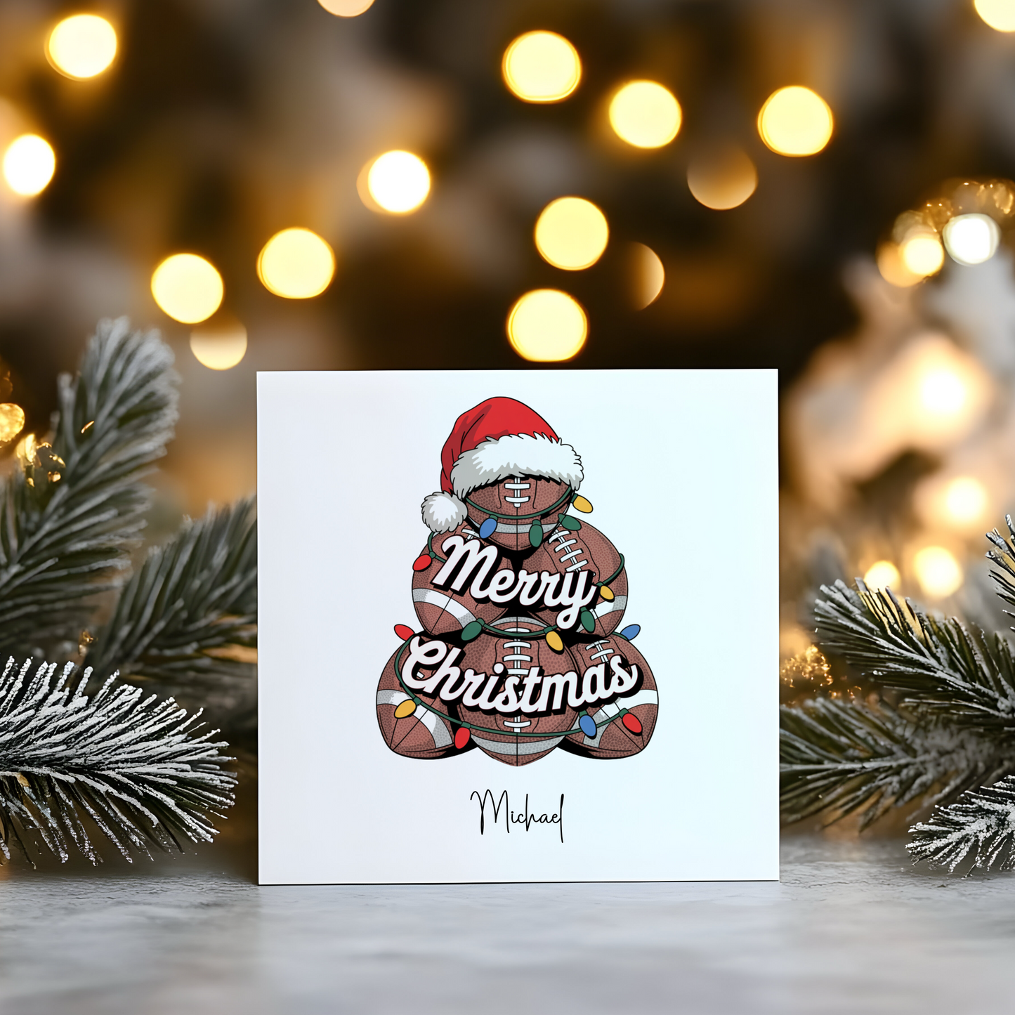 Christmas American Football - Personalised Christmas Greeting Card