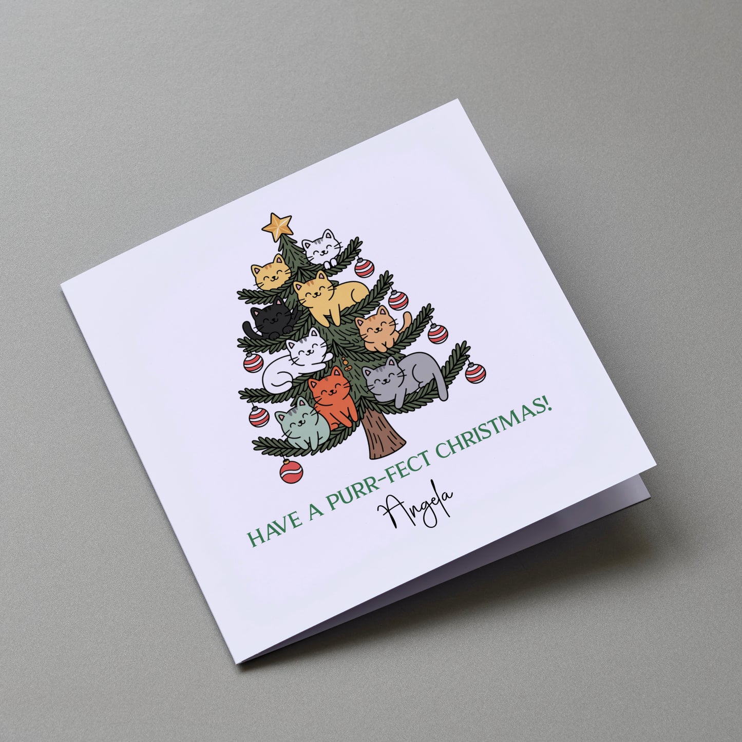 Purr-fect Christmas - Personalised Cat Christmas Greeting Card