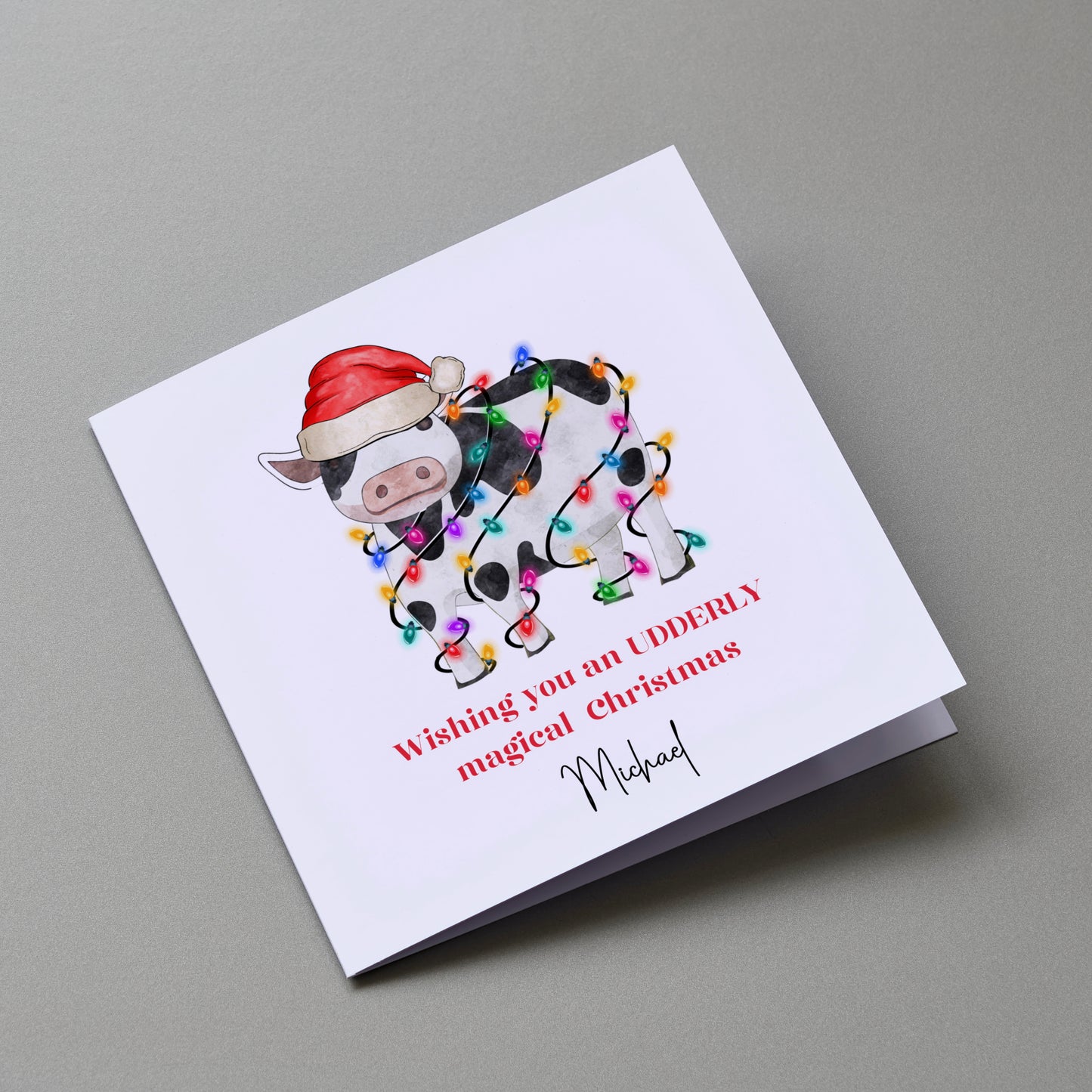 Christmas Cow - Personalised Christmas Greeting Card