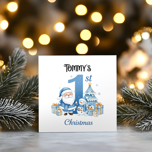 Baby boys 1st Christmas - Personalised Christmas Greeting Card