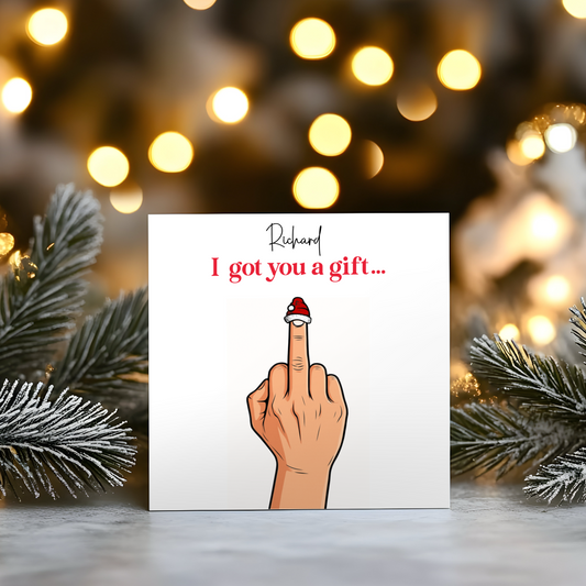 Middle Finger - Personalised Christmas Greeting Card