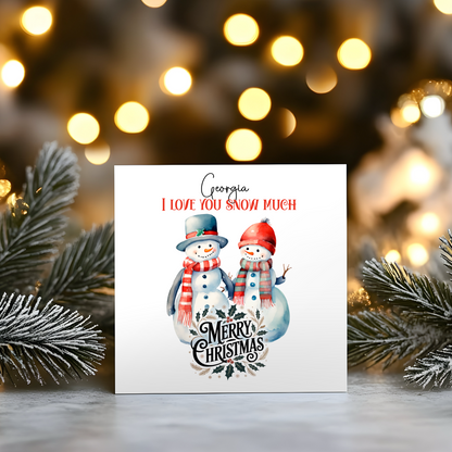 Snow Couple - Personalised Christmas Greeting Card