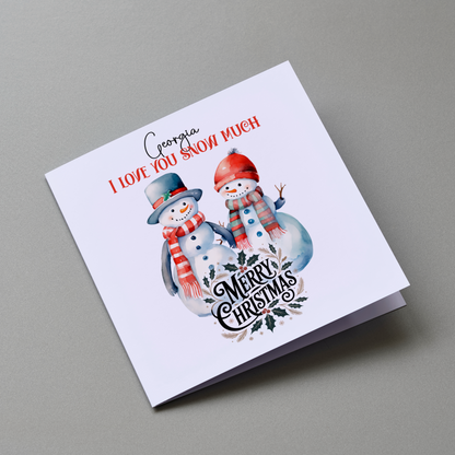 Snow Couple - Personalised Christmas Greeting Card