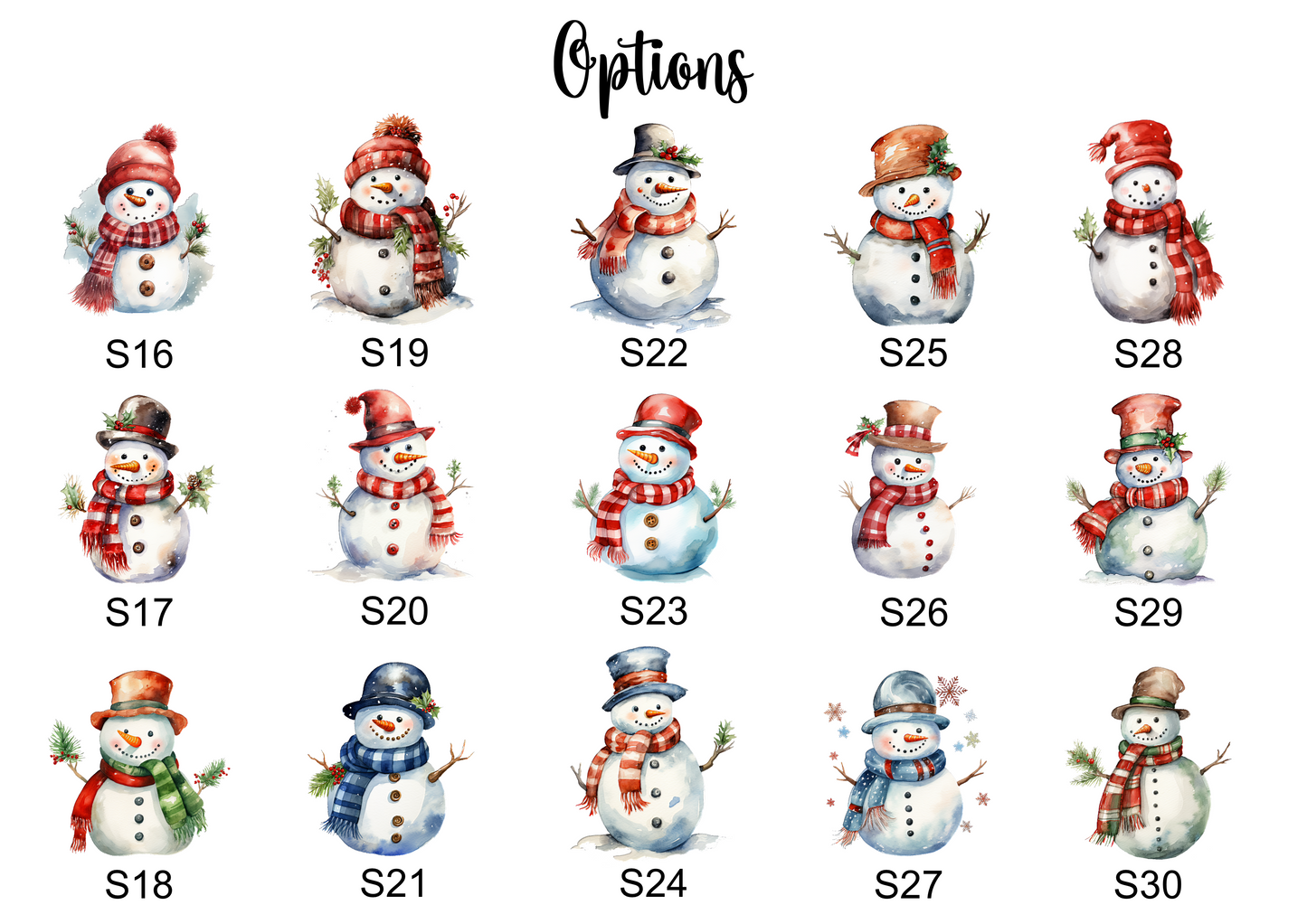 Personalised Snowman Family Print featuring 30 unique snowmen to choose from, with customisable names and title options. Ideal as a thoughtful Christmas gift or festive home decor