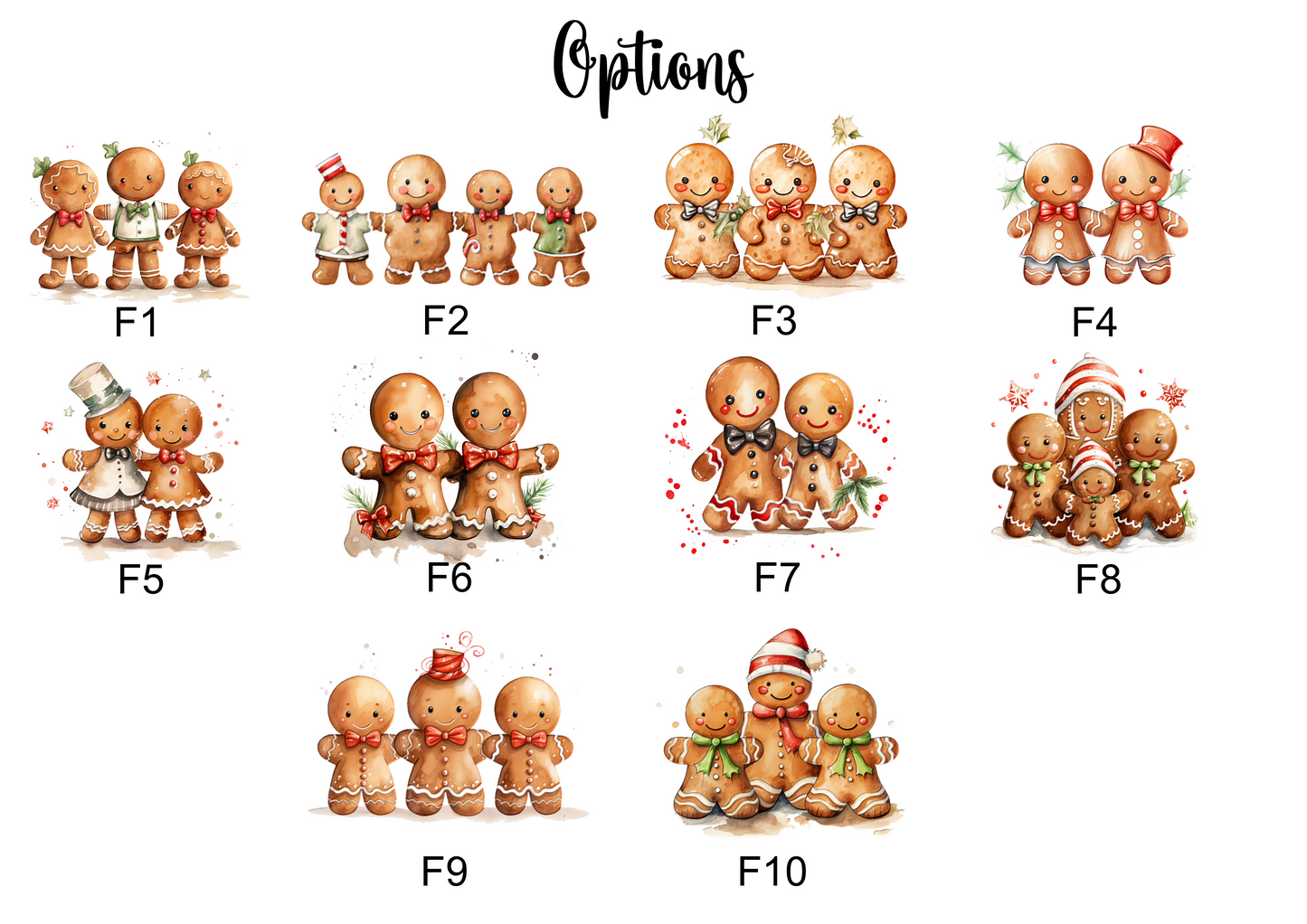 Gingerbread options to personalise your print.