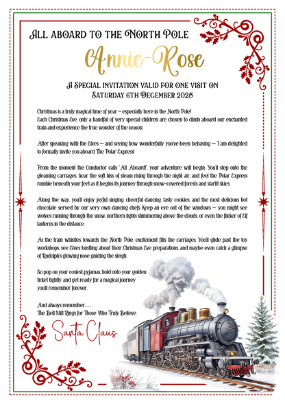 Magical Polar Express Invitation Letter – Custom Name in Gold Foil