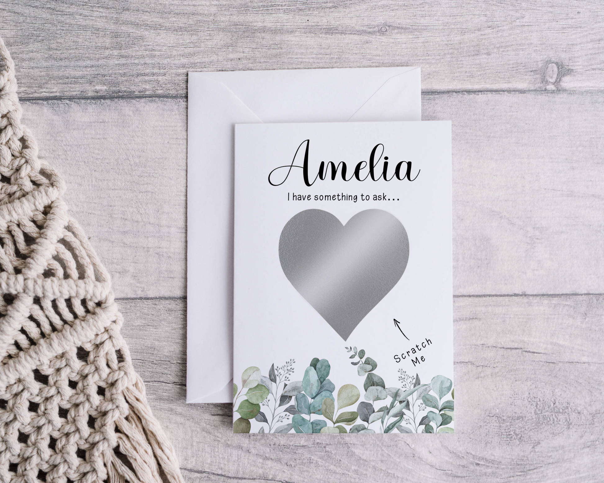 A close-up of a beautifully designed Personalised Surprise Scratch Card featuring intricate patterns and elegant typography, ready to reveal a hidden surprise when scratched.