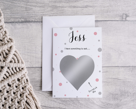 A close-up of a beautifully designed Personalised Surprise Scratch Card featuring intricate patterns and elegant typography, ready to reveal a hidden surprise when scratched.