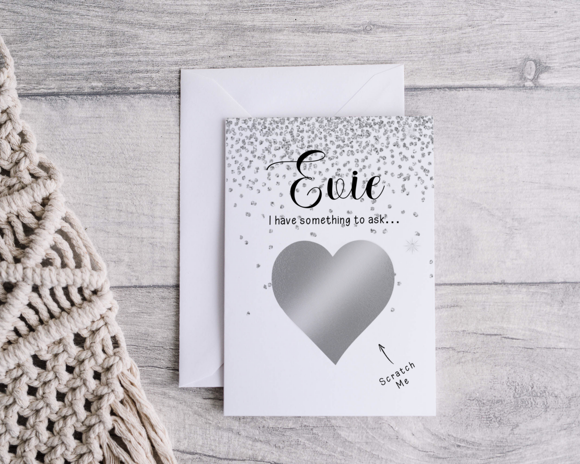A close-up of a beautifully designed Personalised Surprise Scratch Card featuring intricate patterns and elegant typography, ready to reveal a hidden surprise when scratched.
