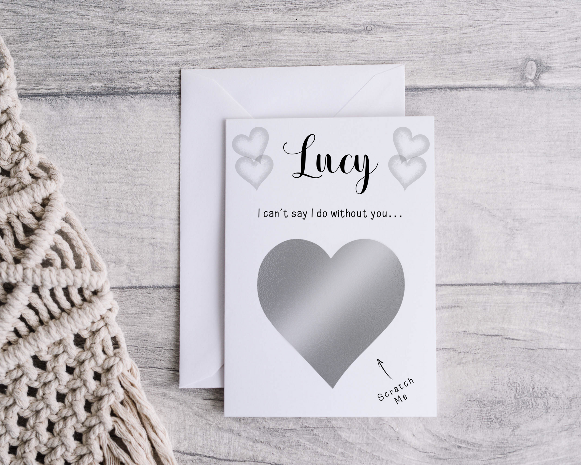A close-up of a beautifully designed Personalised Surprise Scratch Card featuring intricate patterns and elegant typography, ready to reveal a hidden surprise when scratched.