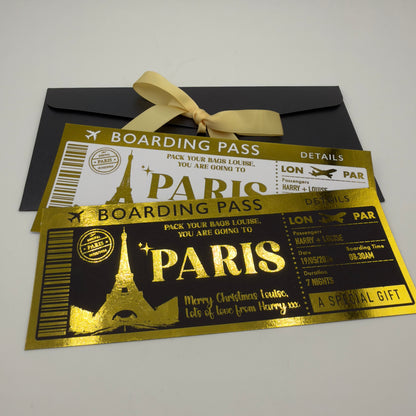 Personalised Foiled Boarding Pass Ticket – Custom Holiday or Surprise Trip Gift Reveal