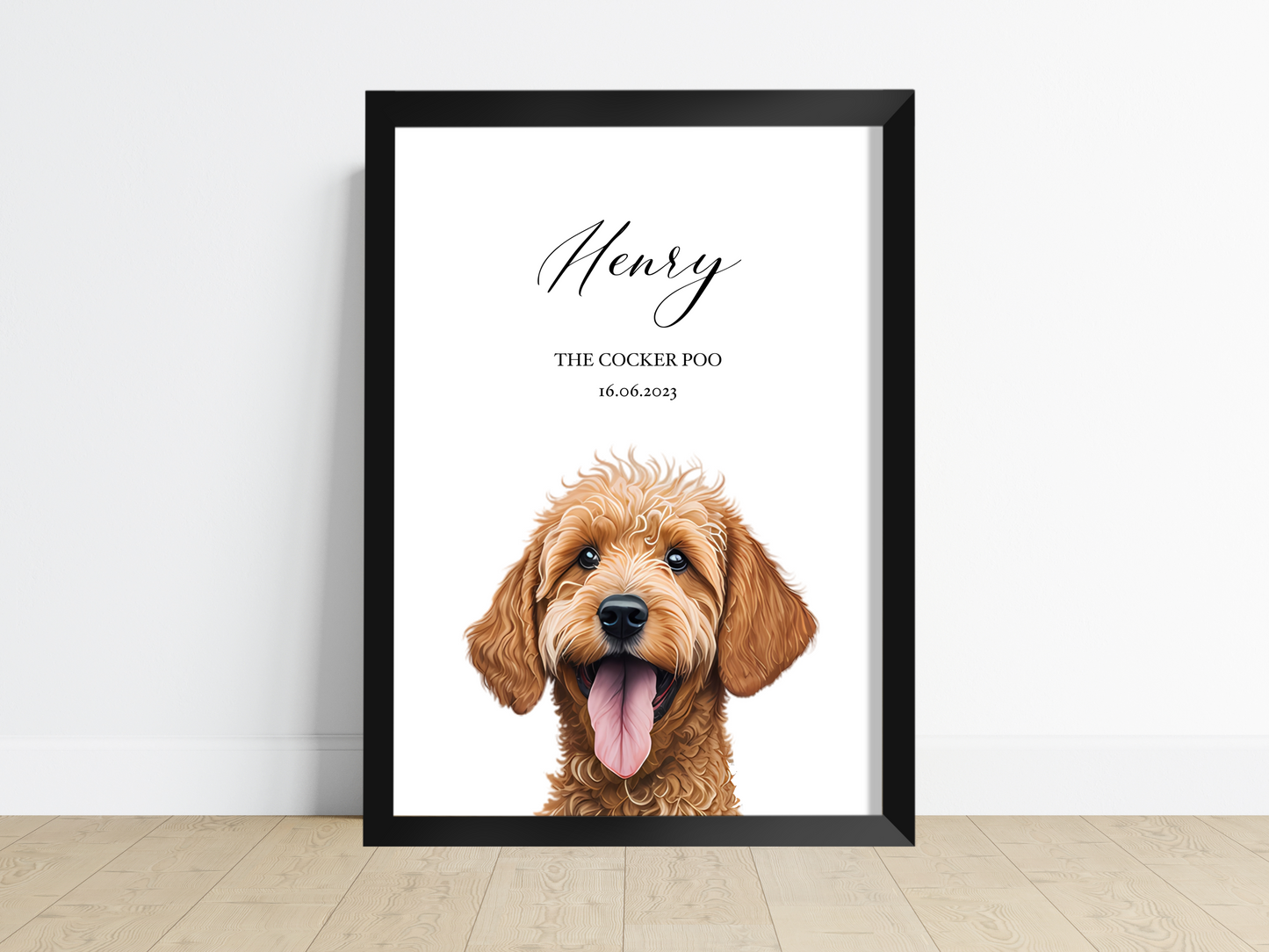 Personalised Dog Print - Capture Your Pup's Essence with Custom Name and Date of Birth - Ideal Gift for Pet Lovers