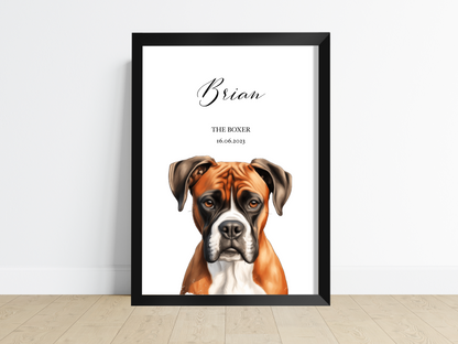 Personalised Dog Print - Capture Your Pup's Essence with Custom Name and Date of Birth - Ideal Gift for Pet Lovers