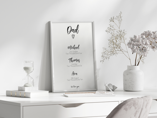 Exquisite Home Decor Print - Personalized Birth Date Details - Perfect Gift for Mother's Day, Father's Day, or Family Events - Unforgettable Personalization, Timeless Elegance, Superior Craftsmanship, Versatile Gift Option, Emotional Connection