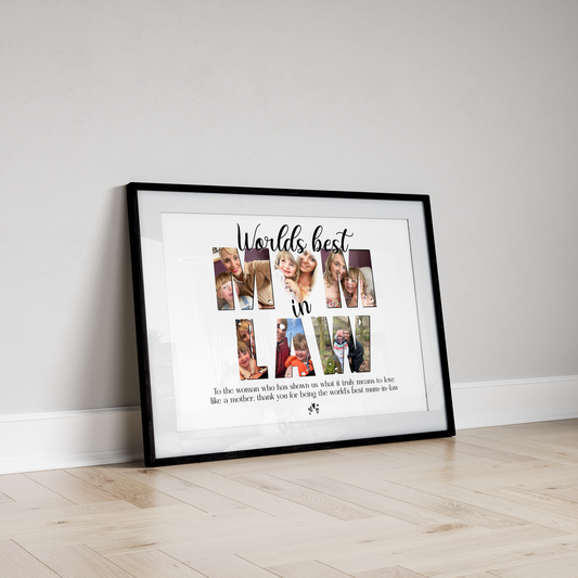 Personalised Home Decor Print - Mother-in-Law Gift with Customised Photos, Perfect for Mother's Day or Birthday Celebration.