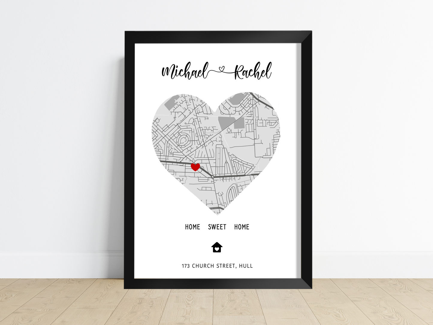 Personalised House Map - Plain Heart Shape