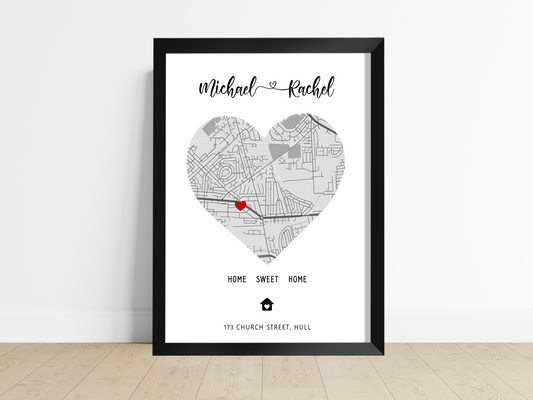 Personalised House Map - Plain Heart Shape