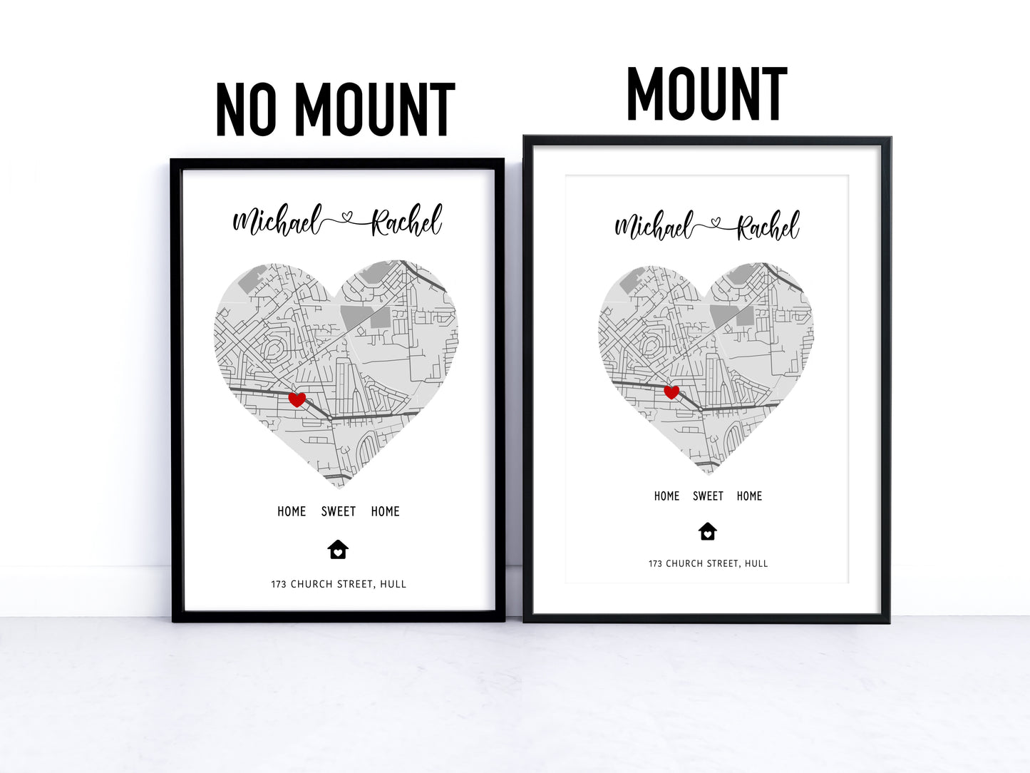 Personalised House Map - Plain Heart Shape