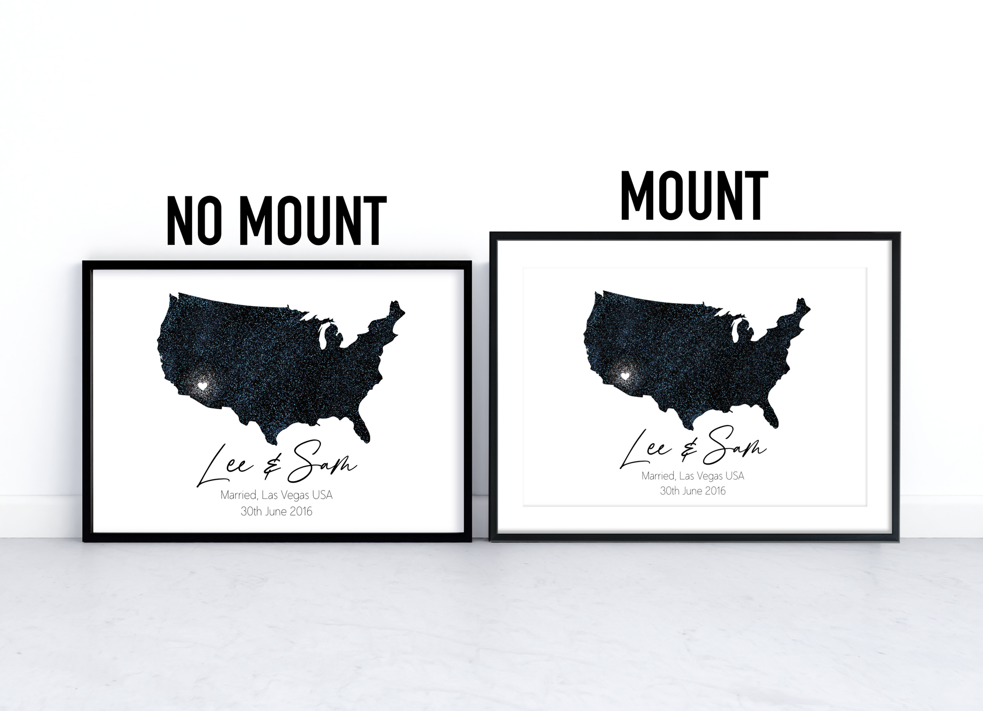 A Personalised Wedding Print featuring a stunning artwork displaying a map of the wedding's country or region and the exact location. The background colour enhances the visual appeal, complementing the design. This print is a treasured keepsake, capturing the memories and love shared on the couple's special day.