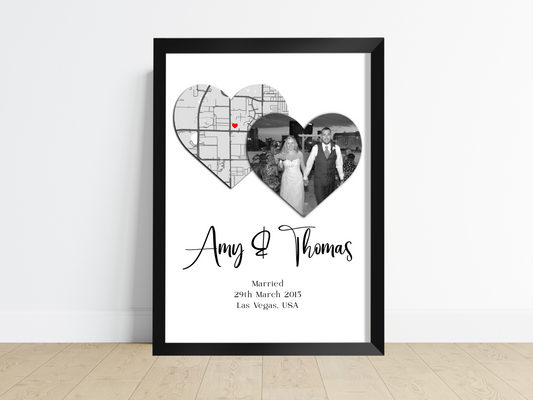 Engagement/Wedding Map Photo Print
