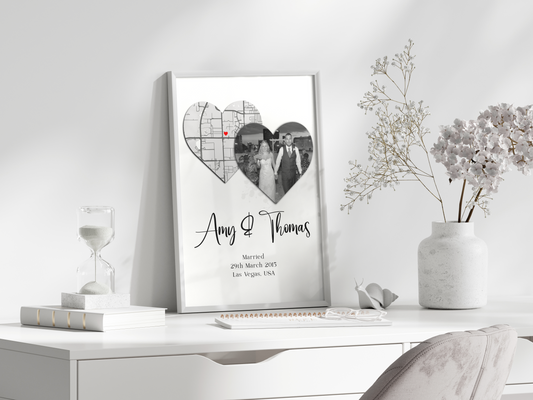 Engagement/Wedding Map Photo Print