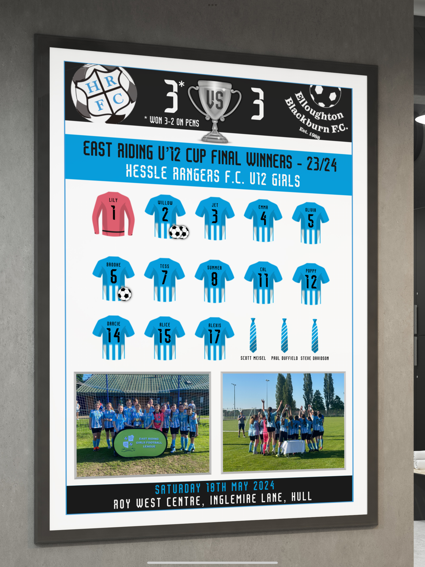 Cup Final Winning Poster 23/24 -  Hessle Rangers Team Print