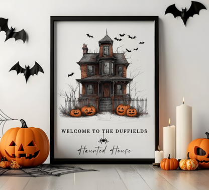 Personalised Haunted House Halloween Print