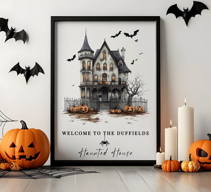 Personalised Haunted House Halloween Print