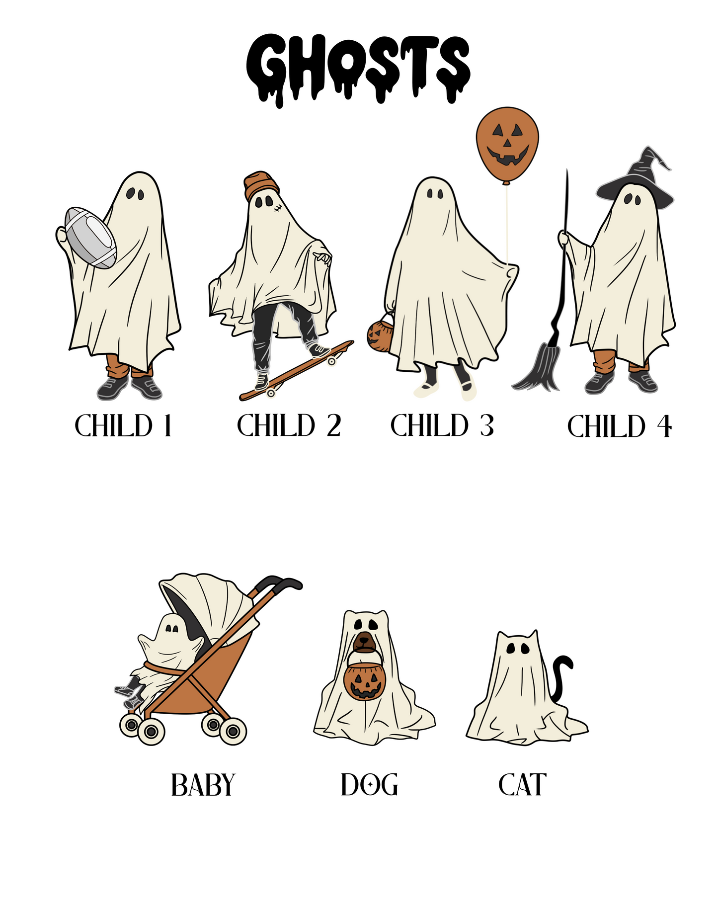 Halloween Ghost Family Print
