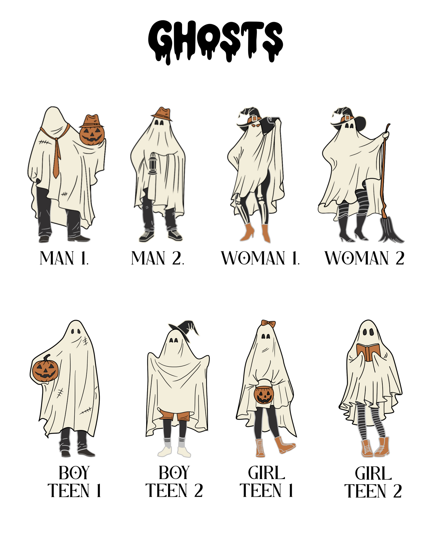 Halloween Ghost Family Print