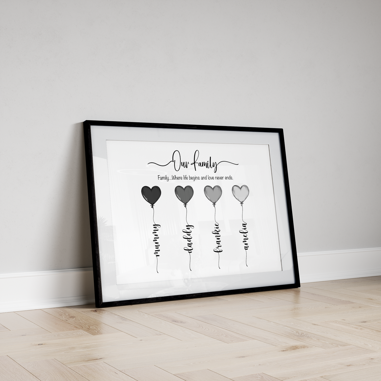 Personalised Family Balloon Connections Print