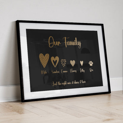 Personalised Family Heart Connections Foiled Print